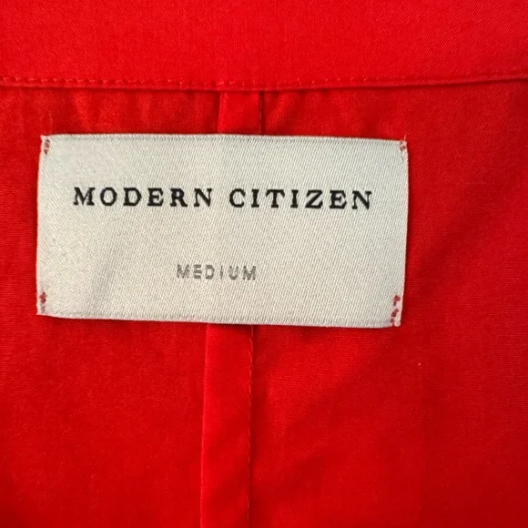 Modern Citizen Claudette Tie Waist Cotton Dress in Berry Red- Medium - Picture 5 of 7